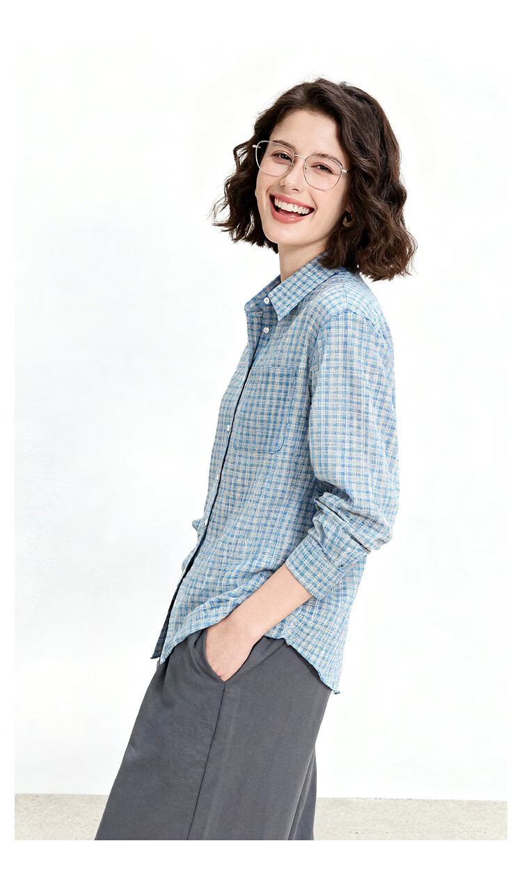 ENC Vintage Artistic Plaid Shirt Classic Trendy Versatile Blouse 2026 Women's Spring Summer Lightweight Sun Protection Top 19