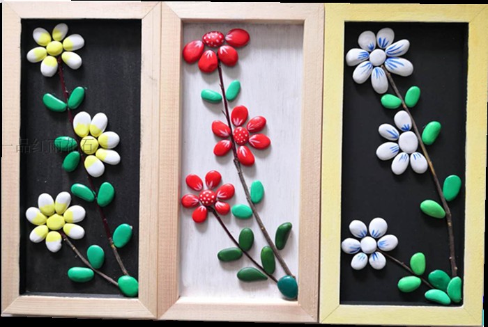 幼儿园石头画创意diy手工制作材料手绘绘彩石头画作品石头画拼图sn