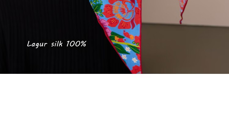 Lagur Rich Eternal 100% Mulberry Silk Original Illustration Scarf Triangle Silk Neck Scarf Gift for Mom Camellia Red 25