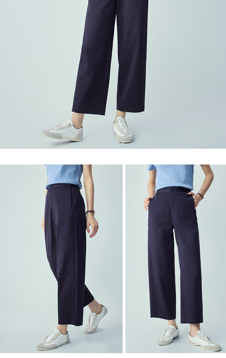 Giordano 2026 Summer High-Tech Cooling Sunscreen Semi-Elastic Waist Straight-Leg Cropped Casual Pants for Women 05426308 18