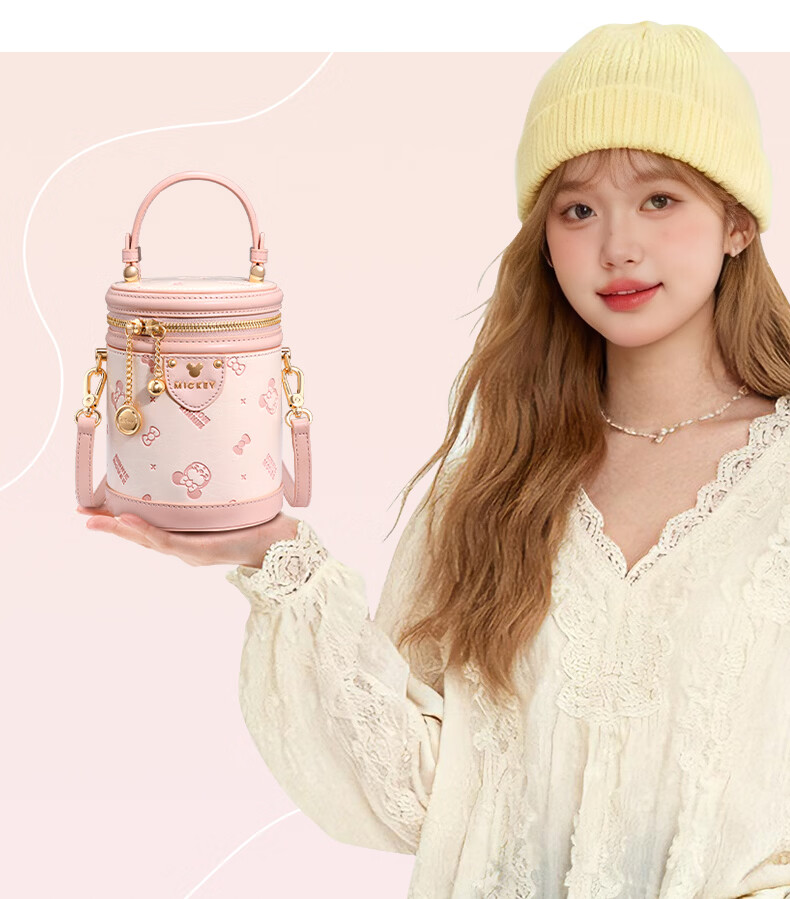 Disney 2026 New Niche Bucket Bag Women's Handbag Crossbody Lucky Round Bucket Bag Birthday Gift for Girlfriend 8