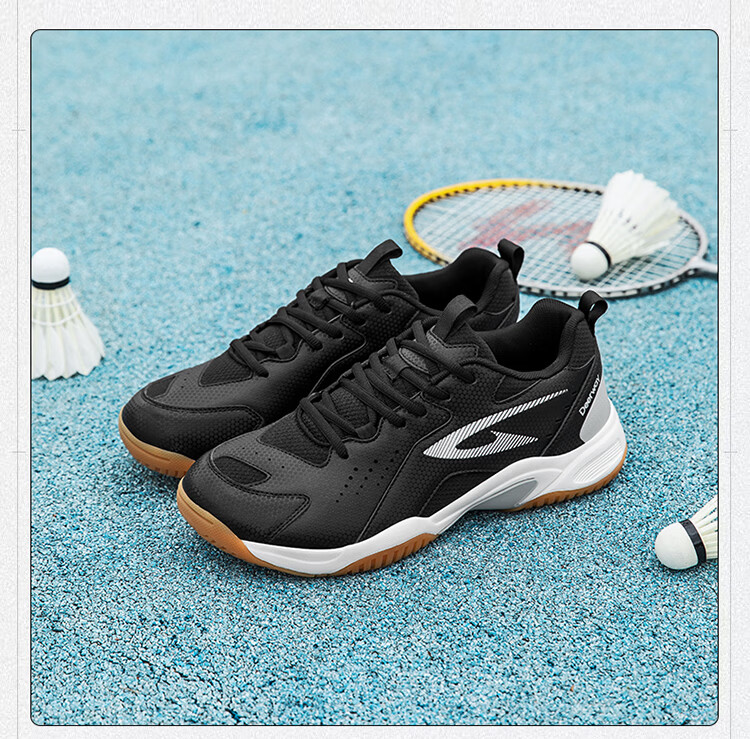 DEERWAY New Unisex Badminton Shoes Durable Anti-Twist Non-Slip Breathable Low-Cut Lightweight Sports Casual Shoes Black White Size 41 9