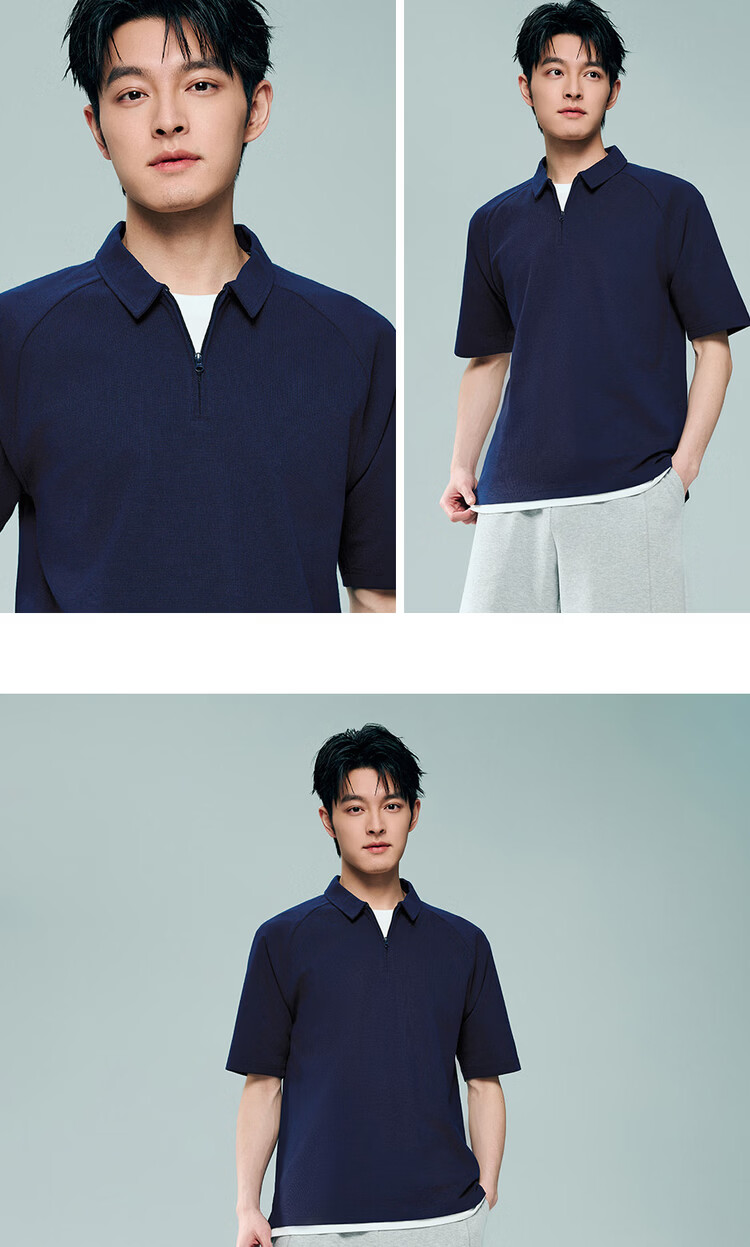 Giordano 2026 Summer Black Technology Cooling Half-Zip Raglan Collar Short Sleeve Polo Shirt Men 13016210 18