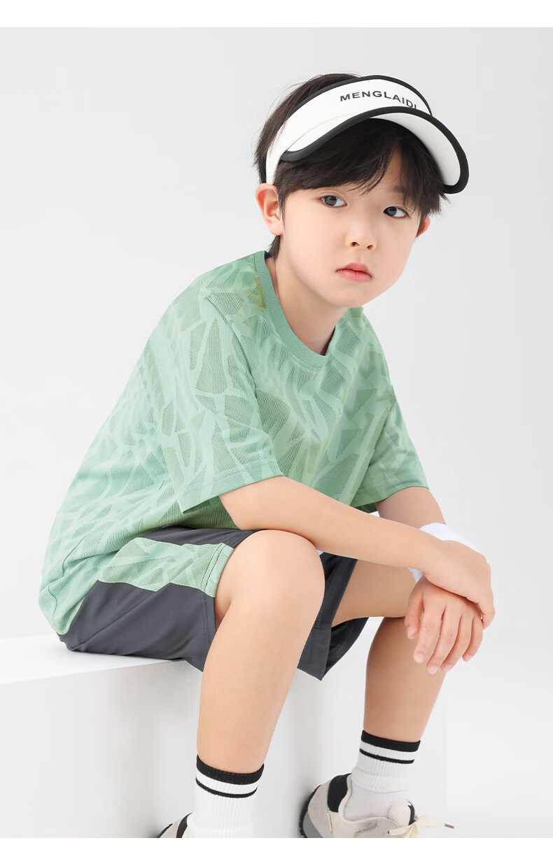 Zuoxi Boys' Summer Outfit Set, 2026 New Style Children's Short-Sleeve Set, Quick-Dry Sports Two-Piece Suit for Summer, Blue, Size 160 28