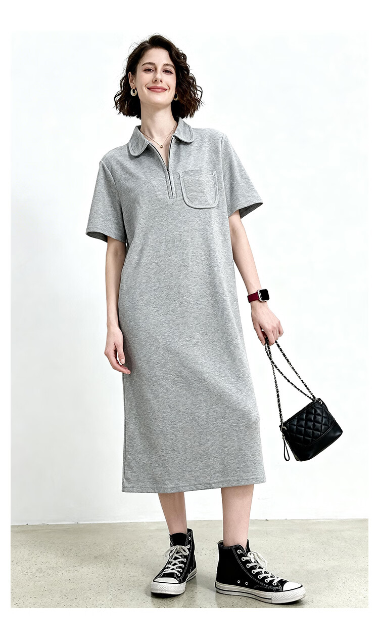 ENC Dress Polo Collar Casual Elegant Summer New Fashion Slimming Versatile Loose Straight Dress 9