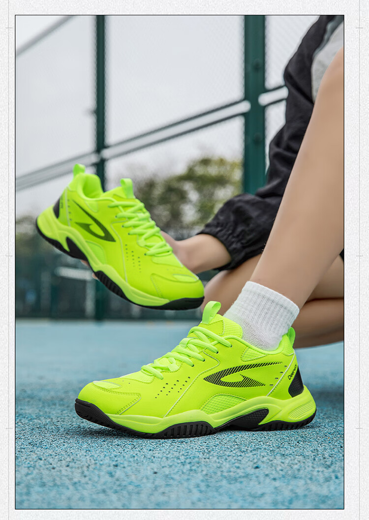 DEERWAY New Unisex Badminton Shoes Durable Anti-Twist Non-Slip Breathable Low-Cut Lightweight Sports Casual Shoes Black White Size 41 11