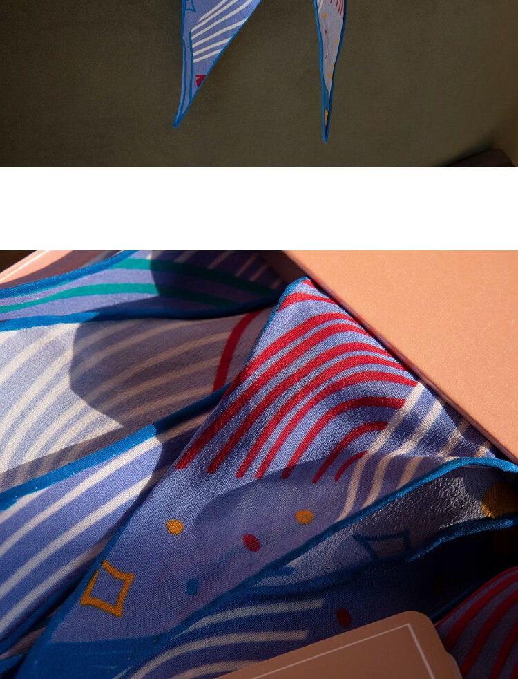 Lagur Cloud Graffiti Blue Healing Hand-Painted Original Summer Silk Scarf Triangle Scarf Women Cloud Graffiti 16