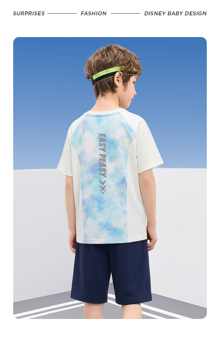 Disney Kids Boys and Girls Sports Set Children's Short Sleeve Two-Piece Summer Casual Outfit Dreamy Blue-Purple Tie-Dye Size 140 36