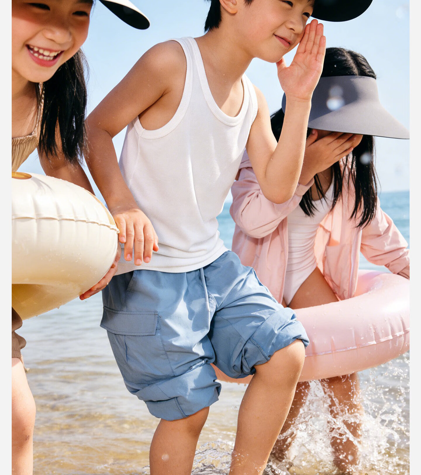 Baleno Kids Sun Protection Hat Summer Boys Girls Seamless Topless Sunshade Hat 2026 New UV Protection Wide Brim Sun Hat 13