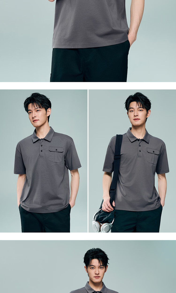 Giordano Men's Short Sleeve Polo Shirt 2026 Summer Black Tech Moisture-Wicking Workwear Pocket Top 13016205 16