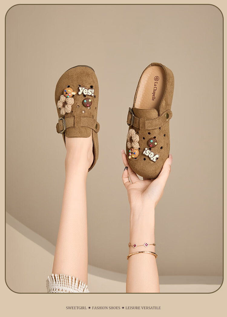 La Chapelle Women's Cartoon Birkenstock Style Summer Breathable Soft Sole Slip-On Sandals HP822 Apricot Size 39 20