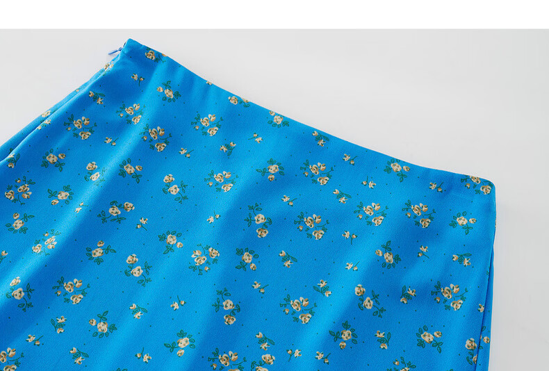 Sllsky Bright Klein Blue Floral A-Line Skirt for Women 2026 Summer Beach Vacation Style 22