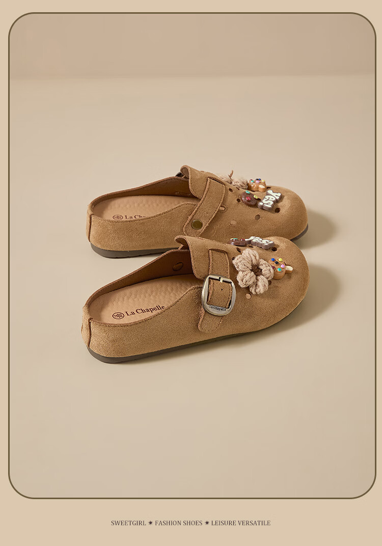 La Chapelle Women's Cartoon Birkenstock Style Summer Breathable Soft Sole Slip-On Sandals HP822 Apricot Size 39 18