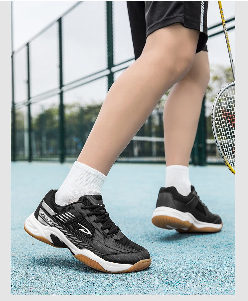 DEERWAY Unisex Badminton Shoes Anti-Twist Non-Slip Shock Absorption Breathable Training Competition Shoes Gray Blue Size 35 6