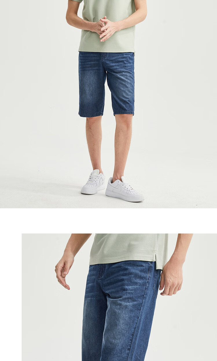Giordano Men's 2026 Summer New Pure Cotton Lightweight Cat Whisker Mid-Rise Straight Denim Shorts 13106211 11