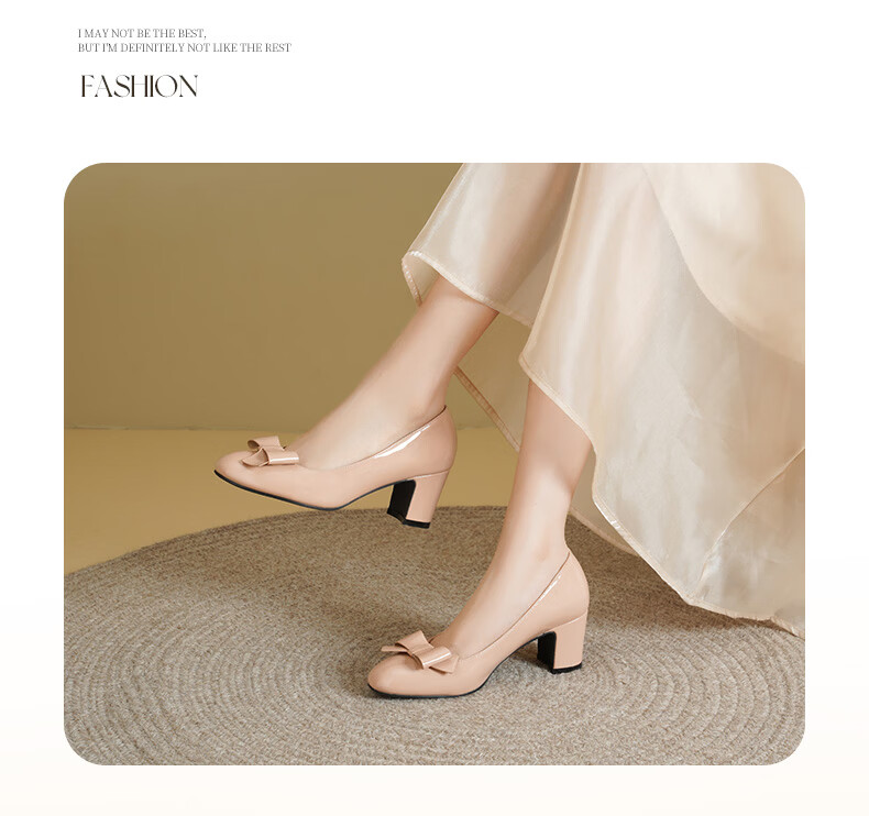 Daphne Nude Pink High Heels Women 2026 New Summer Comfortable Bowknot Chunky Heel Round Toe Nude Pink Size 37 4