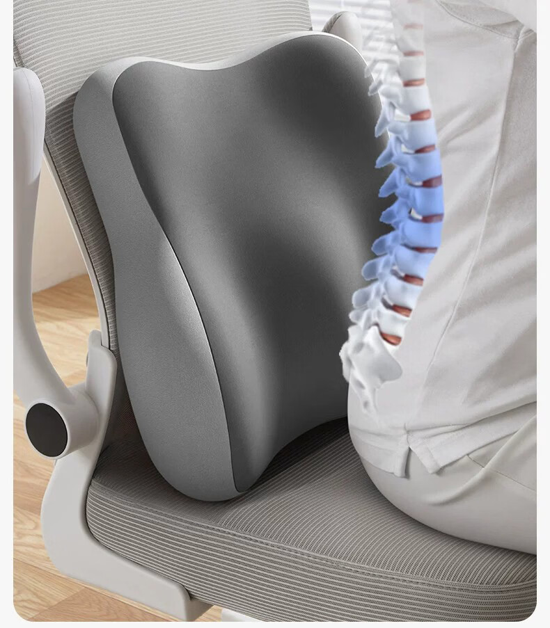 YOCOK Lumbar Support Pillow Office Waist Cushion Long Sitting Backrest Chair Deep Gray Version 15
