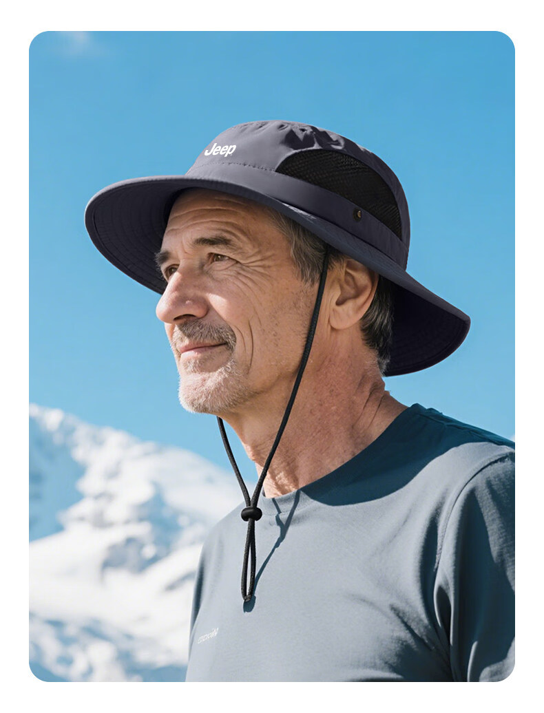 JEEP Men's Summer Sunshade Hat Outdoor Sun Protection Cap for Middle-aged and Elderly Dad Grandpa Travel Fisherman Hat 13