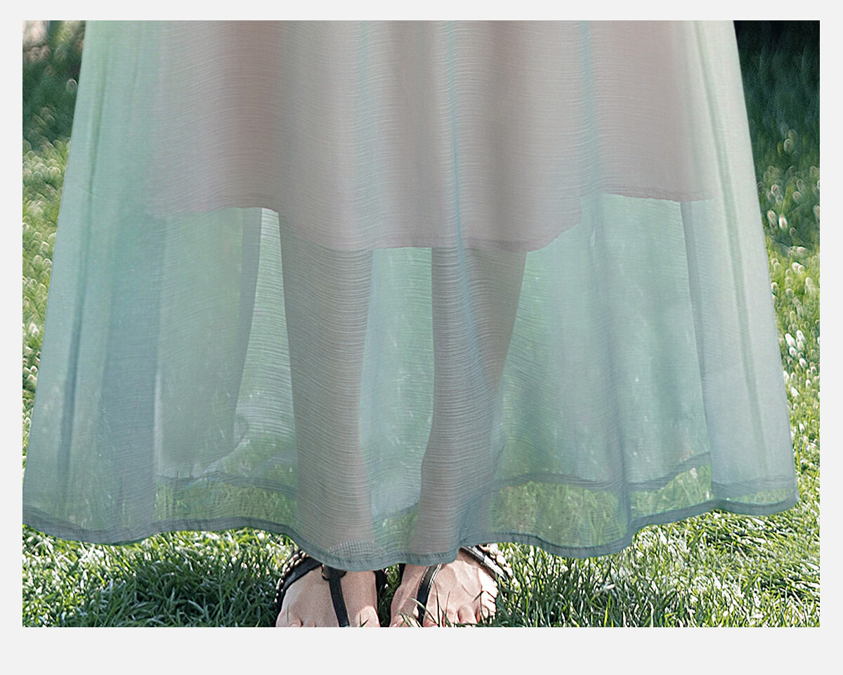 Cypress Gradient Vacation Style Spaghetti Strap Dress for Women 2026 Summer New Fashion Flowing Elegant Long Dress 3