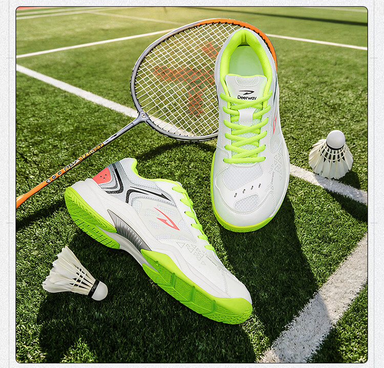 DEERWAY Unisex Badminton Shoes Casual Training Lightweight Soft Sole Breathable White Lake Blue Size 40 9