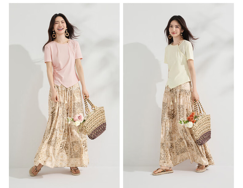 Shangdu Bila Gentle Elegant Cotton Blend T-Shirt Women Summer Beaded Round Neck Lace Splice Stretch Knit Short Sleeve Top 7
