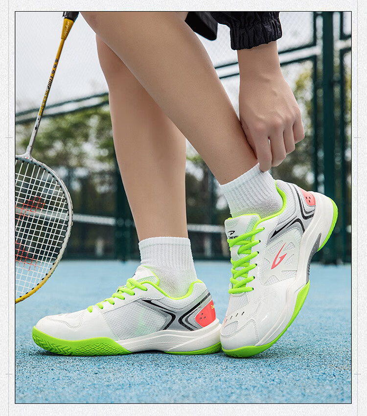 DEERWAY Unisex Badminton Shoes Casual Training Lightweight Soft Sole Breathable White Lake Blue Size 40 8