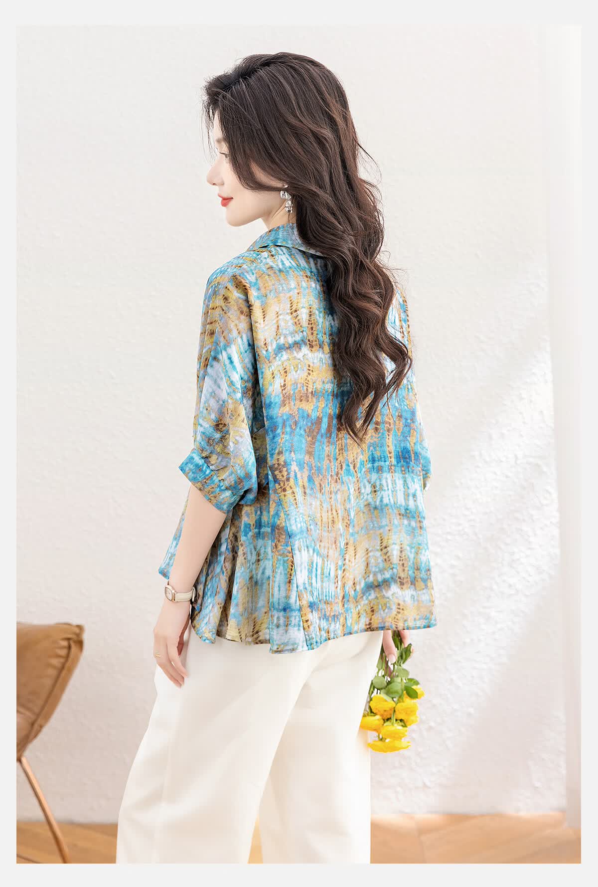 Cypress House Lapel Printed Shirt Women 2026 Summer New Fashionable Elegant Batwing Sleeve Commuter Top 10