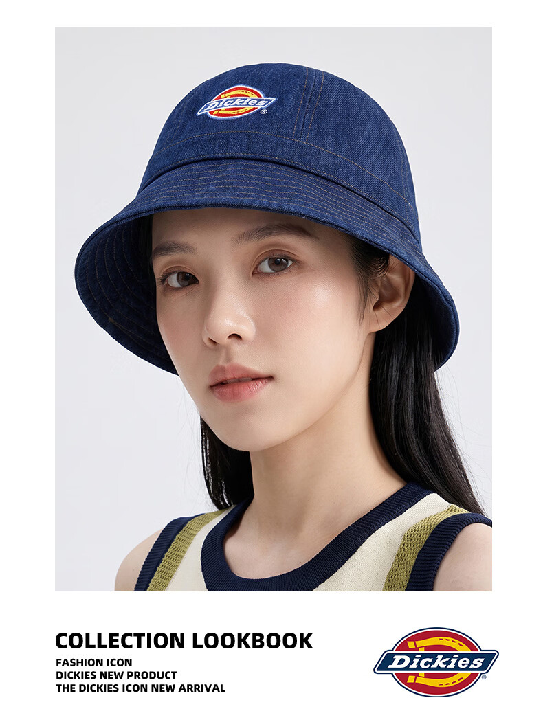 Dickies Women's New Sun Protection Fisherman Hat Large Head Circumference Slimming Face Sunshade Bucket Hat Black for Men and Couples Casual Cap 11