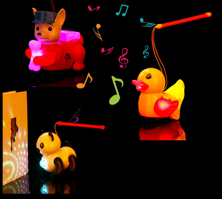 中秋节儿童灯笼玩具手提七彩投影音乐灯笼万向车卡通灯笼小礼品 跳舞