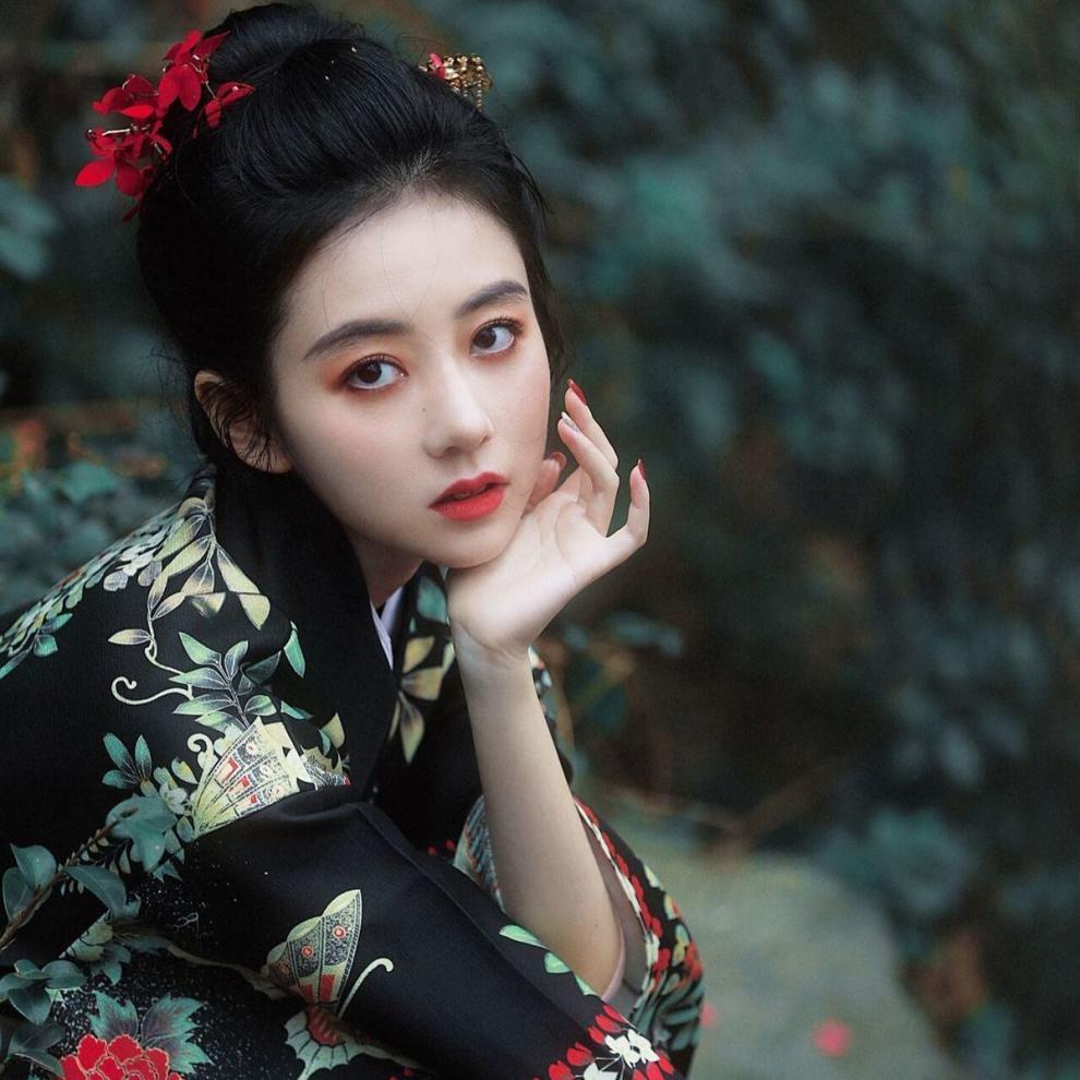 神明少女清新摄影复古小振袖暗黑浴衣花开富贵和服含白色腰封含均码