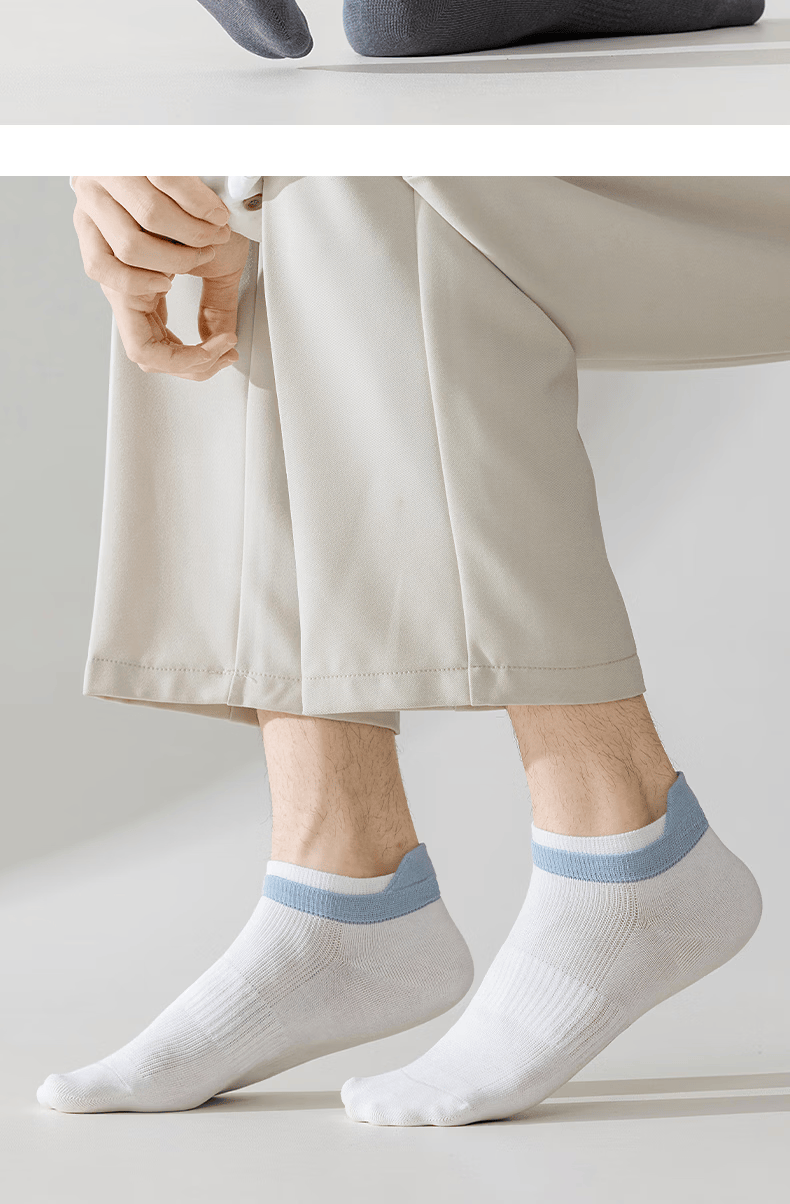 Mian Shisan Men's Short Socks Summer Thin Mesh Xinjiang Cotton 10A Antibacterial Deodorant Low-Cut Ankle Boat Socks 6 Pairs 4