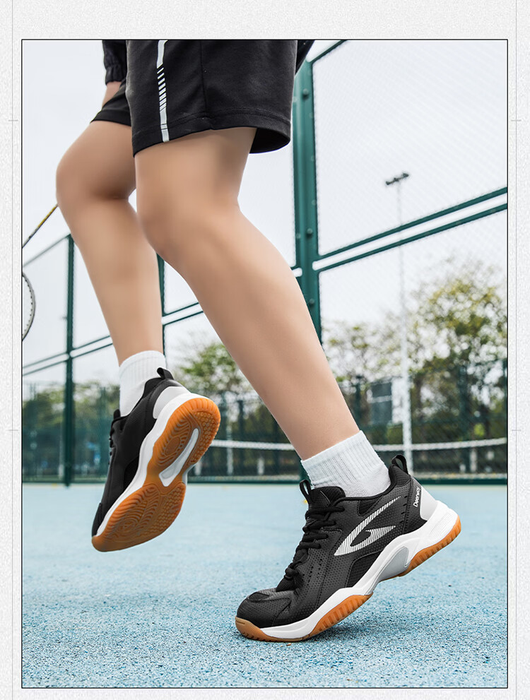DEERWAY New Unisex Badminton Shoes Durable Anti-Twist Non-Slip Breathable Low-Cut Lightweight Sports Casual Shoes Black White Size 41 6