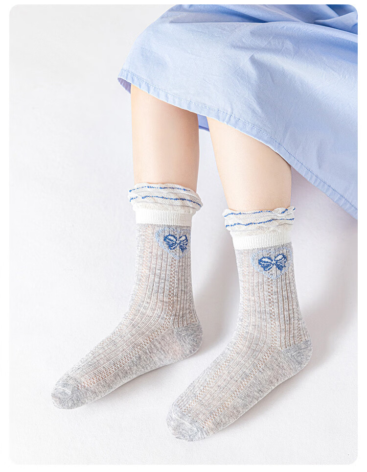 Deesha Class A Children's Socks Summer Thin Mesh Breathable Girls Socks High Elastic Non-binding Seamless Cute Skin-friendly Combed Cotton Socks 13