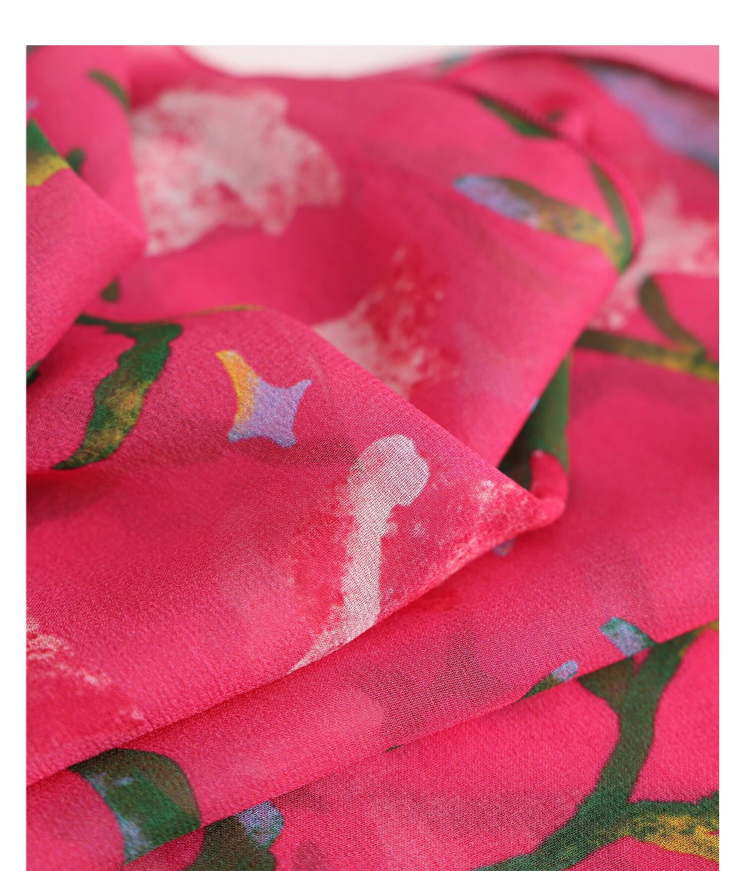 Lagur "Strawberry Dots" Sweet Feel~100% Chiffon Scarf Long Lightweight Women's Strawberry Dot Pattern 33