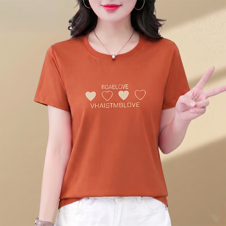 AEMAPE Good Cotton Short Sleeve T-Shirt Women Summer 2026 New Middle-aged Mom Mother's Day Casual Stylish Loose Fit Top 20