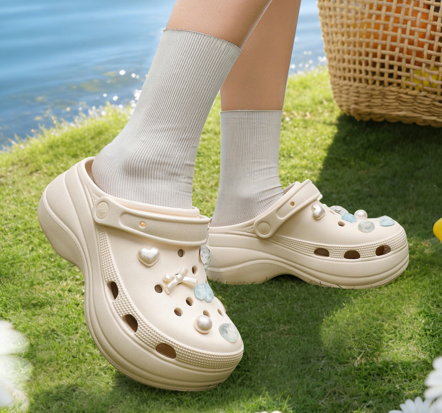 Mercury Home Textiles 6cm Thick Sole Height Increasing Hollow Out Women's Summer Sweet Bean Peep Toe Sandals Outdoor Beach Wear Slippers 3