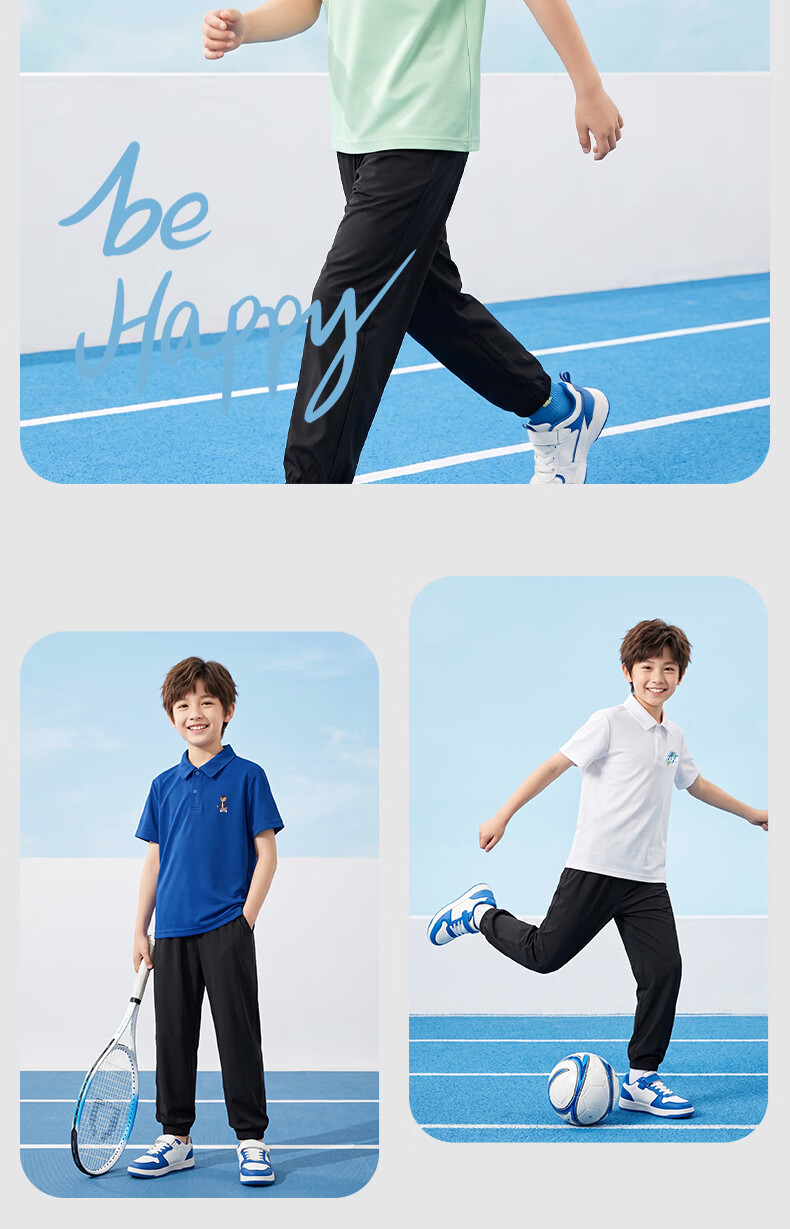 Baleno Boys Summer Set 2026 New Cool Feeling Short Sleeve Polo T-Shirt Two-Piece Quick-Dry Sports Pants for Big Kids 11