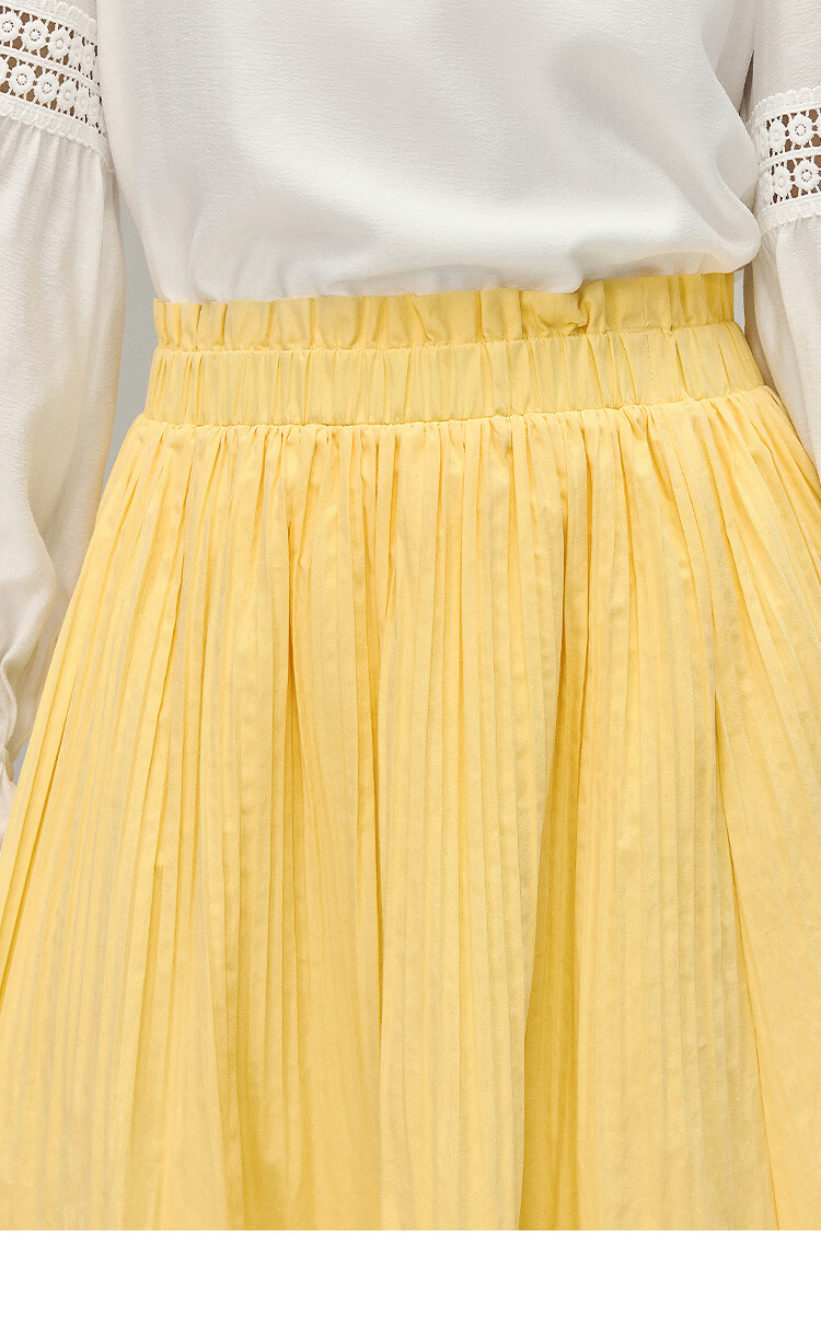 INMAN [Li Landi Same Style] Yellow Rose In Stock | 26 Summer Women's New Pleated A-Line Skirt Goose Yellow M 5