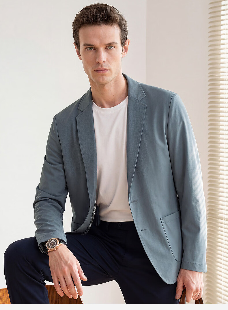 SHANSHAN High-End Sun-Protective Blazer for Men Cool Feeling Mid-Young Lapel Formal Casual Thin Jacket for Dad Father's Day 27