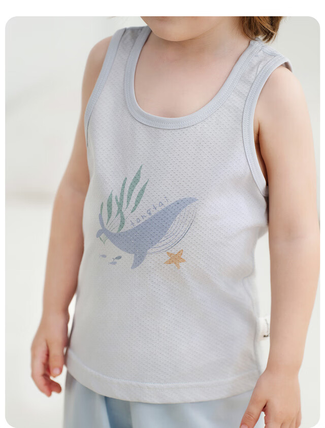 TONGTAI Baby Vest Spring and Autumn Pure Cotton Infant Clothes Belly Protection Vest Boys and Girls Base Layer Underwear Blue 80cm 22