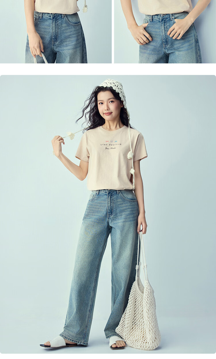 Giordano Women's Short Sleeve T-Shirt 2026 Summer New Pure Cotton English Slogan Print Crew Neck Top 13326300 19