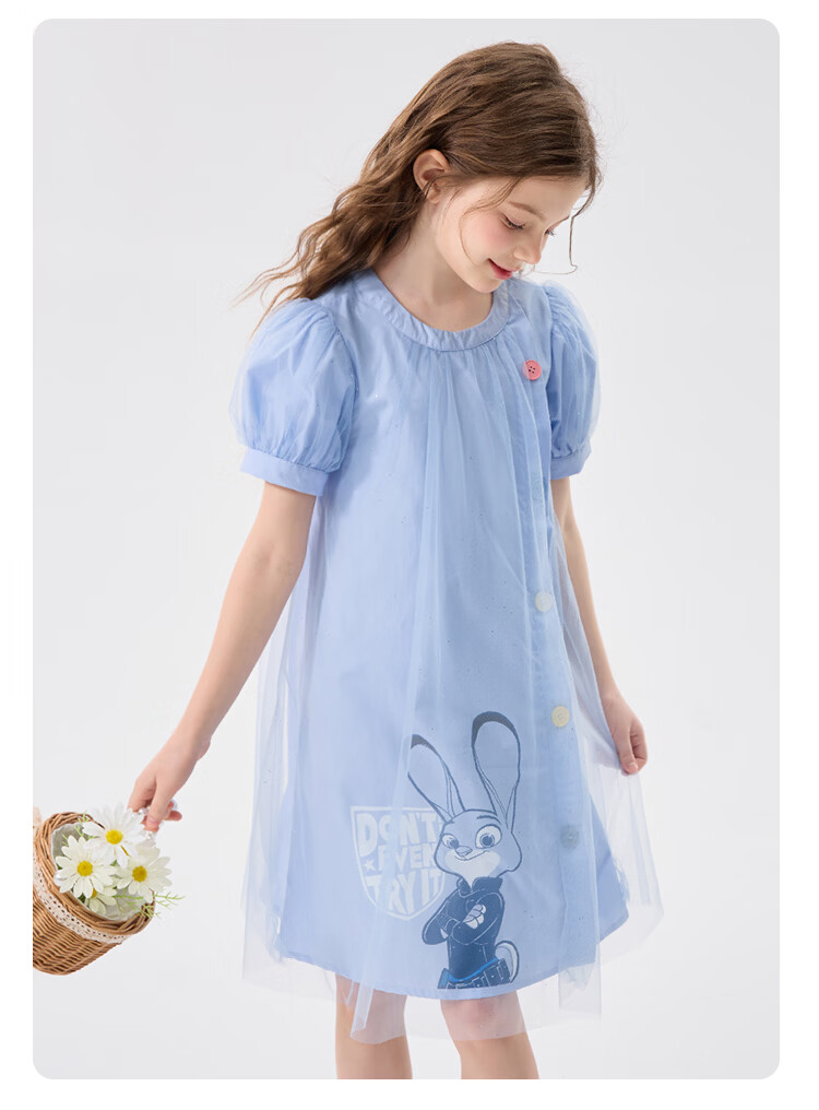 Disney Girls Summer Dress 2026 New Stylish Princess Dress Children's Baby Summer Clothing 15