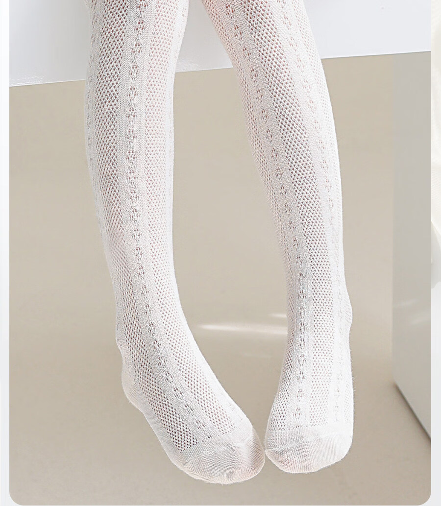 Bingxue Kapok Children's Tights Girls Summer Ultra-thin Mesh Dance Socks Pure White Anti-mosquito Stockings Baby Leggings 2