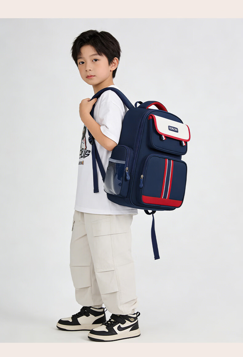 Edison Primary School Backpack Boys Ergonomic Reflective Large Capacity British Style Kids School Bag 2506-1 19
