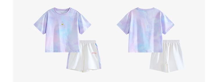 Disney Kids Boys and Girls Sports Set Children's Short Sleeve Two-Piece Summer Casual Outfit Dreamy Blue-Purple Tie-Dye Size 140 12