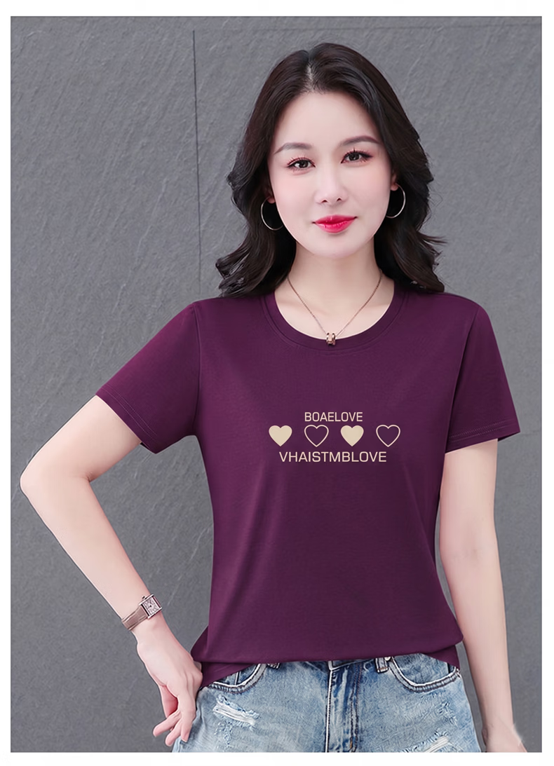 AEMAPE Good Cotton Short Sleeve T-Shirt Women Summer 2026 New Middle-aged Mom Mother's Day Casual Stylish Loose Fit Top 16