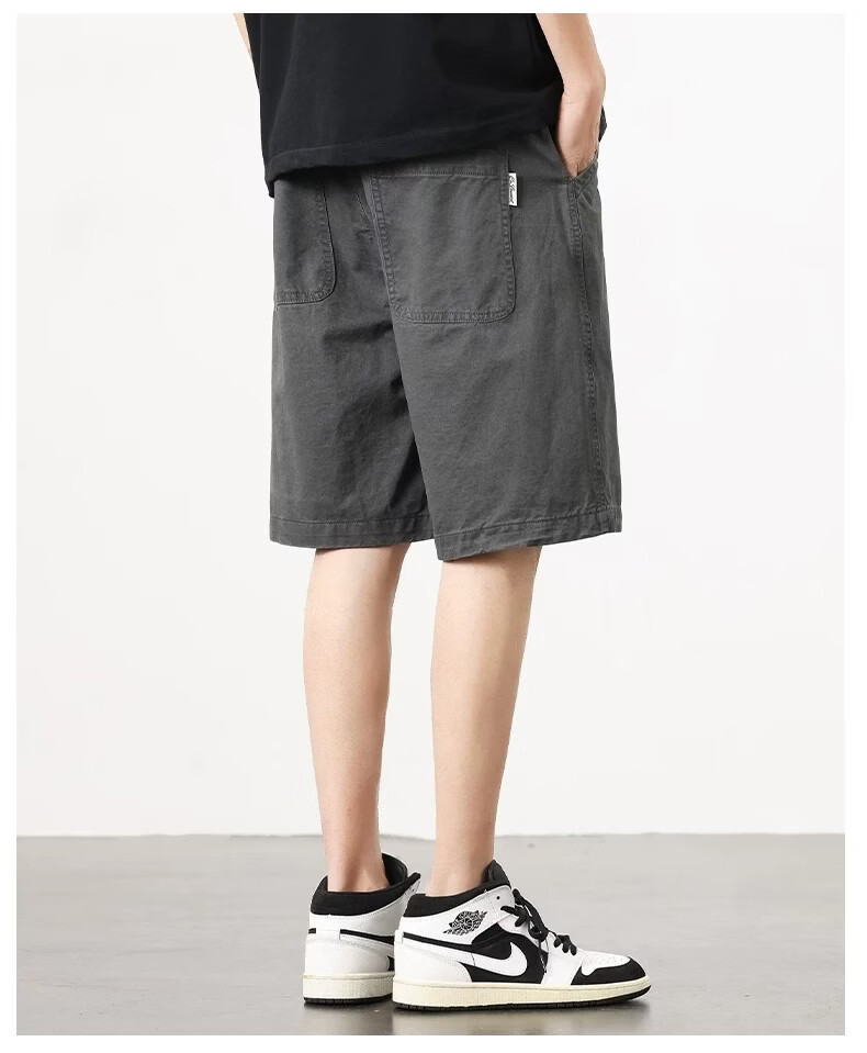ROMON Men's Cotton Work Shorts Summer 2026 New Loose Straight Casual Mid-Length American Style Thin Five-Point Pants 22