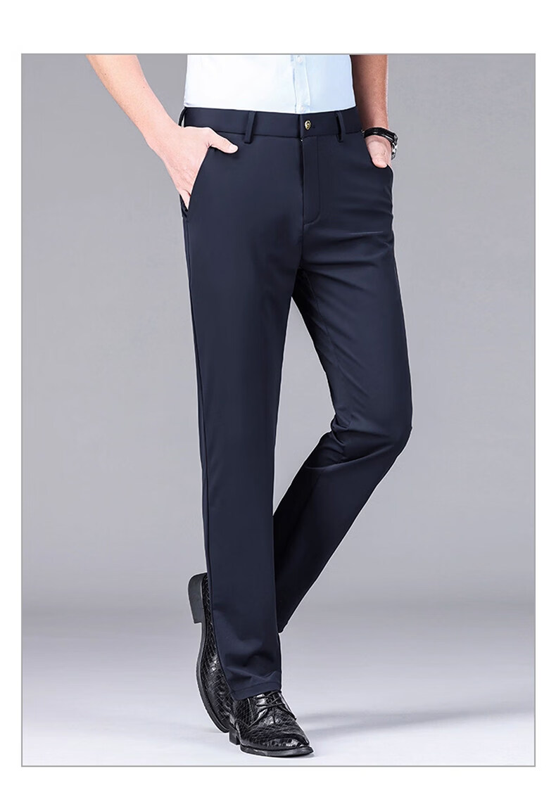 Romon Three-Proof Fabric Ice Silk Men's Casual Pants Summer Thin Straight Loose Trousers Dark Gray Thin 34 9