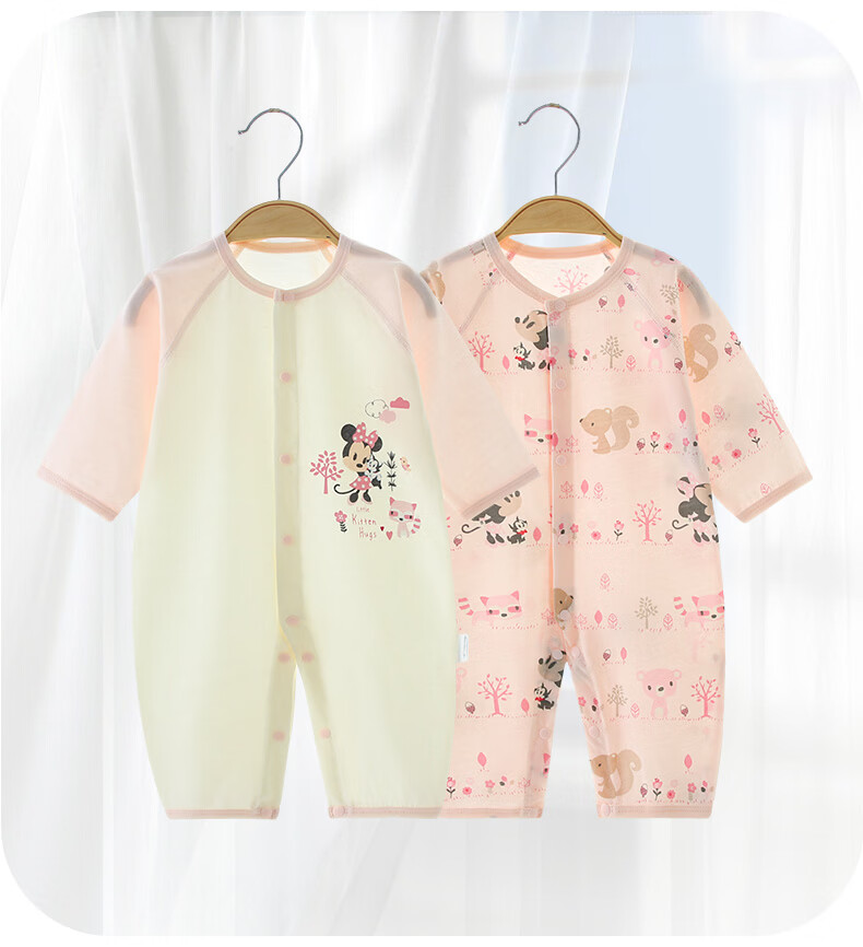 Disney 2-Piece Baby Summer Thin Newborn Romper Set A-Class Cotton Crawling Suit Full Moon Boys and Girls Sleepwear 19