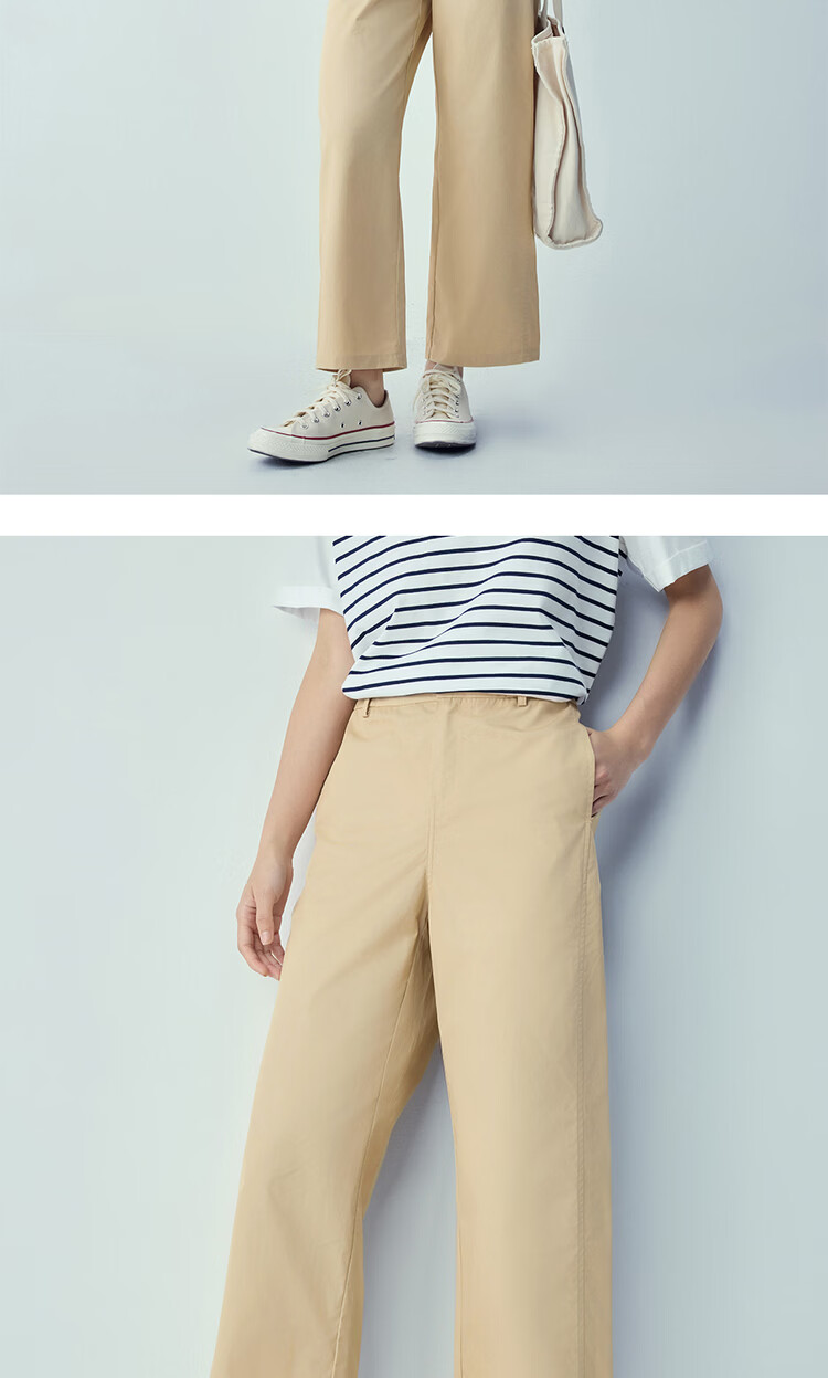Giordano Women's Pants 2026 Summer New Pure Cotton Commuting High-Waist Straight-Leg Cropped Casual Pants 05426325 15